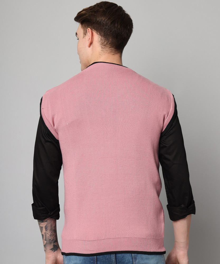 Pink sweater 2025 vest mens
