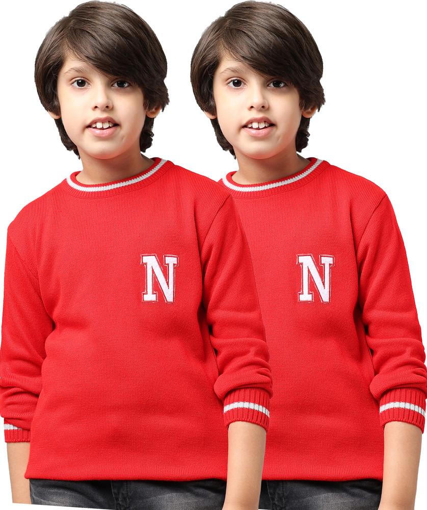 ANIXA Printed Round Neck Casual Boys Girls Multicolor Sweater