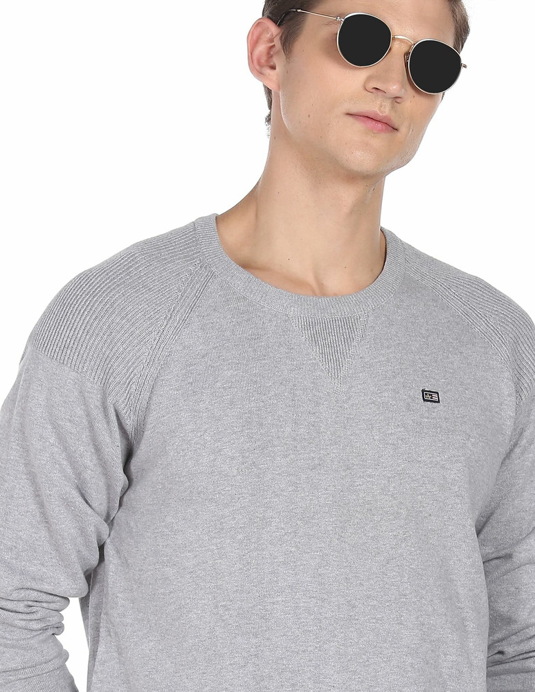 Arrow Sport Solid Round Neck Casual Men Grey Sweater Buy Arrow