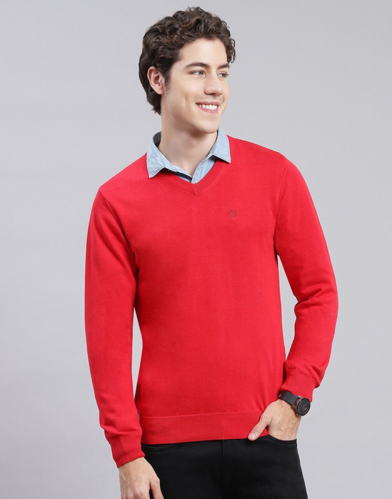 Red on sale sweater men