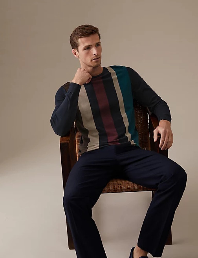 Mens vertical hot sale striped sweater