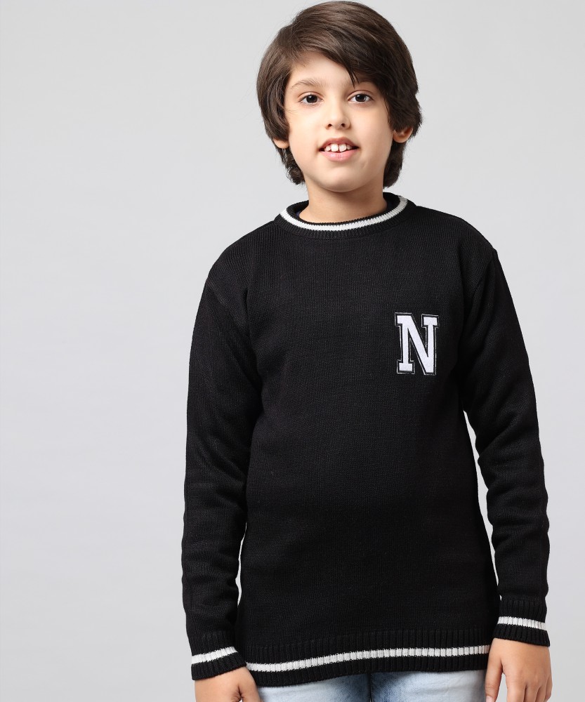 Boys black discount round neck jumper