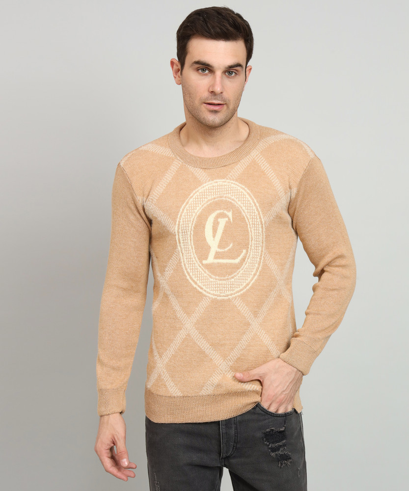 TRADSTER Printed Round Neck Casual Men Beige Sweater - Buy TRADSTER Printed  Round Neck Casual Men Beige Sweater Online at Best Prices in India |  Flipkart.com