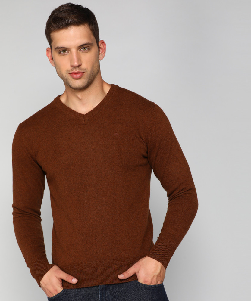 Arrow Sport Solid V Neck Casual Men Brown Sweater - Buy Arrow Sport Solid V  Neck Casual Men Brown Sweater Online at Best Prices in India | Flipkart.com