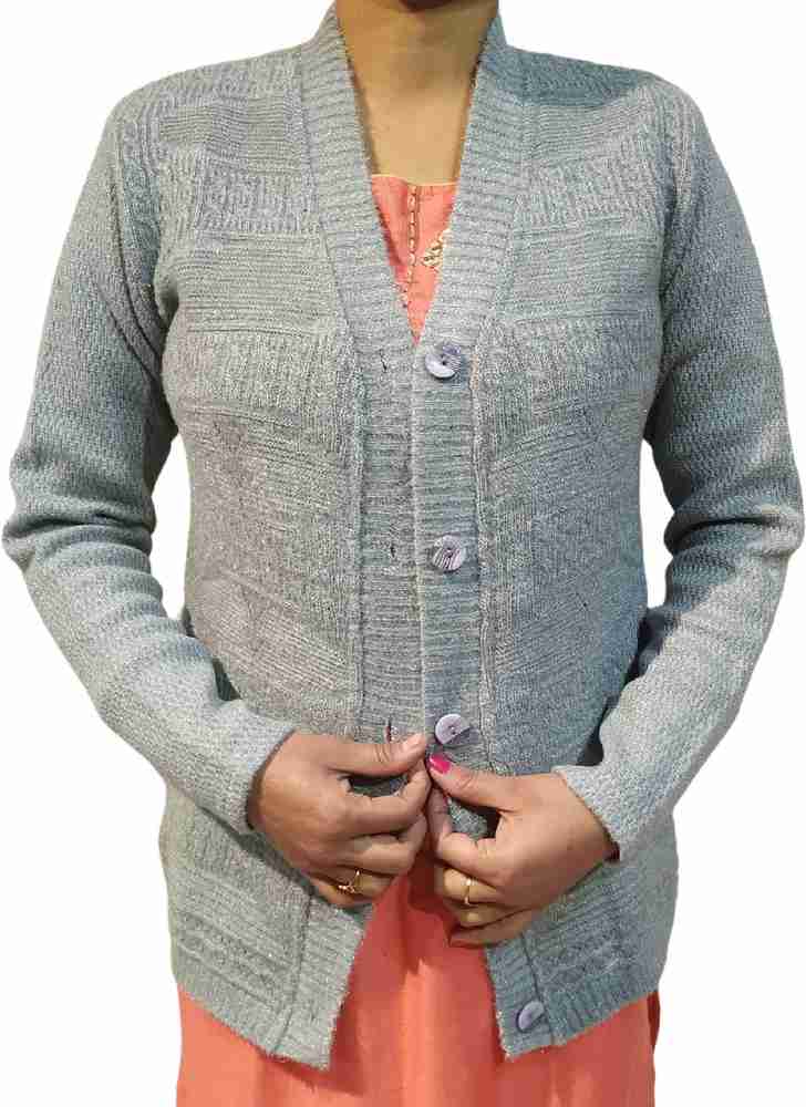 OSWAL COLLECTION Floral Print Collared Neck Casual Women Grey