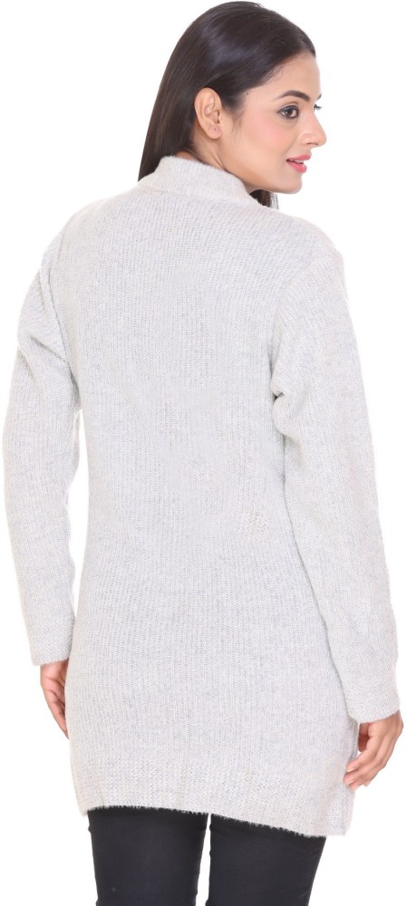WOOL 4U Self Design V Neck Casual Women White Sweater - Buy WOOL 4U Self  Design V Neck Casual Women White Sweater Online at Best Prices in India