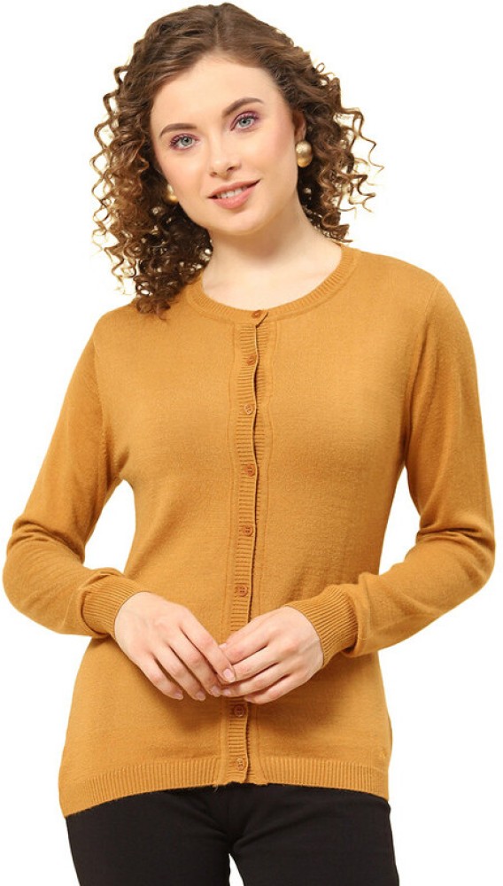 Buy Golden Self Design V Neck Sweater Online in India - Monte Carlo