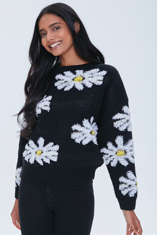 FOREVER 21 Floral Print Round Neck Casual Women Black Sweater Buy FOREVER 21 Floral Print Round Neck Casual Women Black Sweater Online at Best Prices in India Flipkart