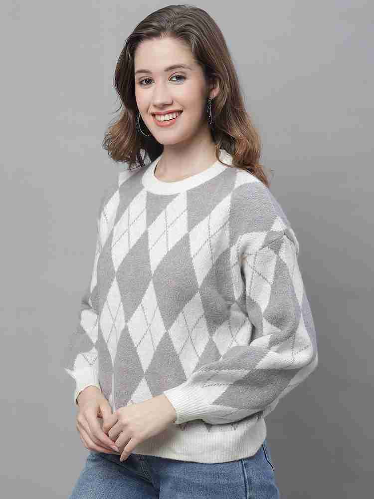 Grey sales white sweater