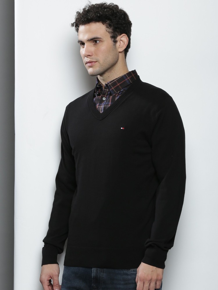 tommy hilfiger cotton v neck sweater