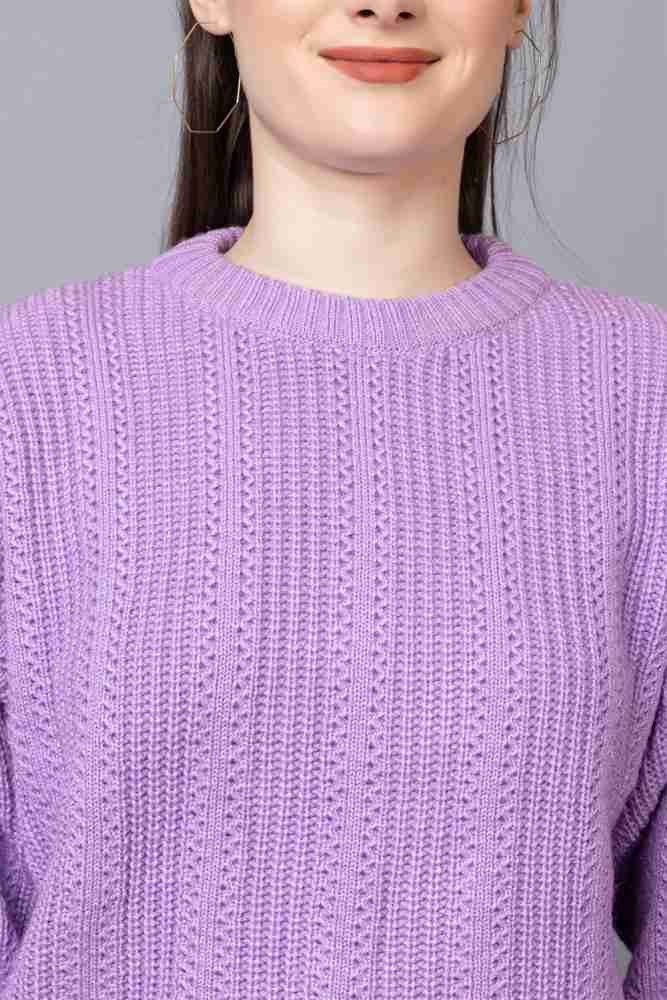 StyleDusk Woven Round Neck Casual Women Purple Sweater - Buy StyleDusk  Woven Round Neck Casual Women Purple Sweater Online at Best Prices in India