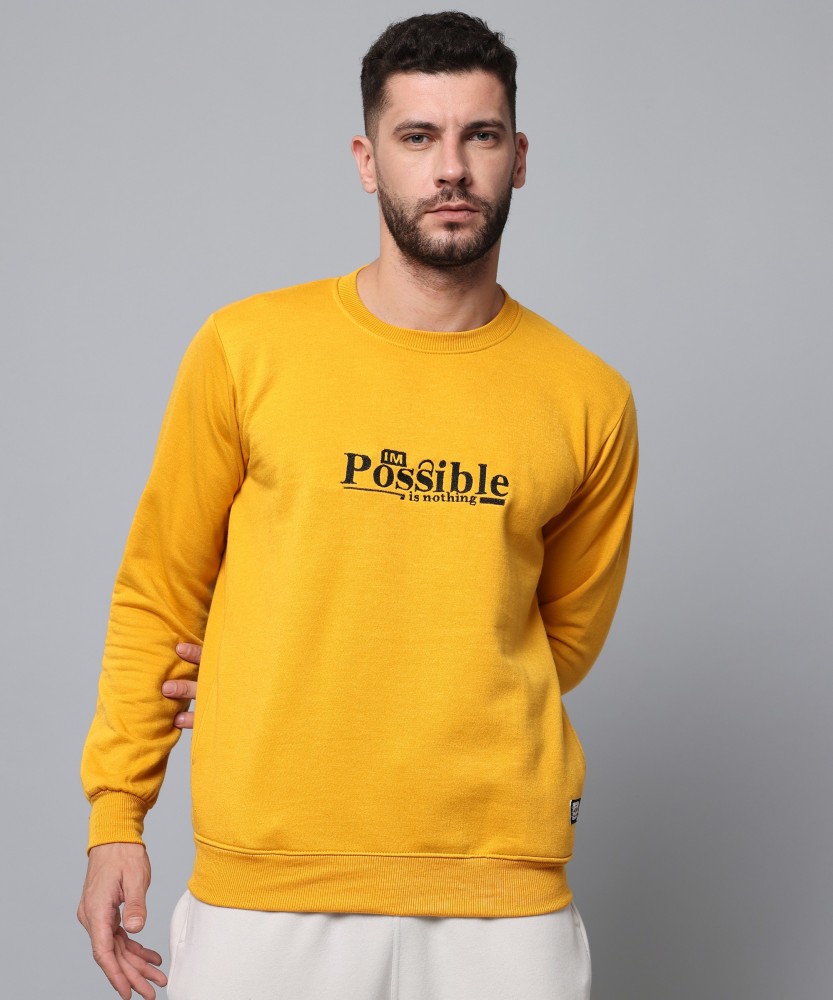 Bekind Solid Round Neck Casual Men Yellow Sweater - Buy Bekind