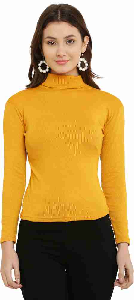 KARIF CONFIT Solid High Neck Casual Women Yellow Sweater Buy KARIF CONFIT Solid High Neck Casual Women Yellow Sweater Online at Best Prices in India Flipkart