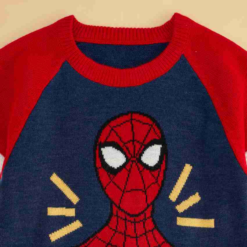 Pantaloons Junior Printed Round Neck Casual Boys Dark Blue Sweater