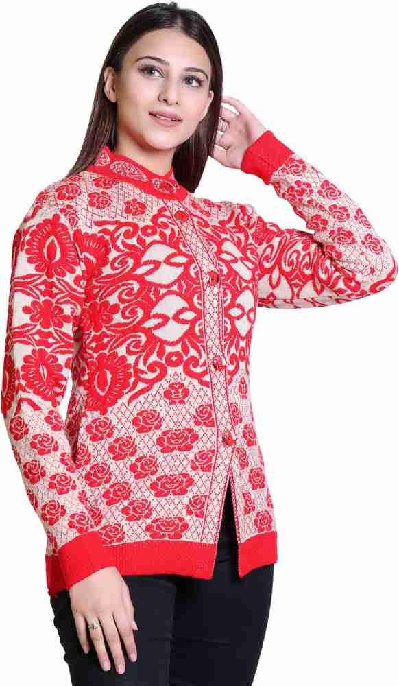 Looks Good Self Design Round Neck Casual Women Red Sweater - Buy Looks Good  Self Design Round Neck Casual Women Red Sweater Online at Best Prices in  India