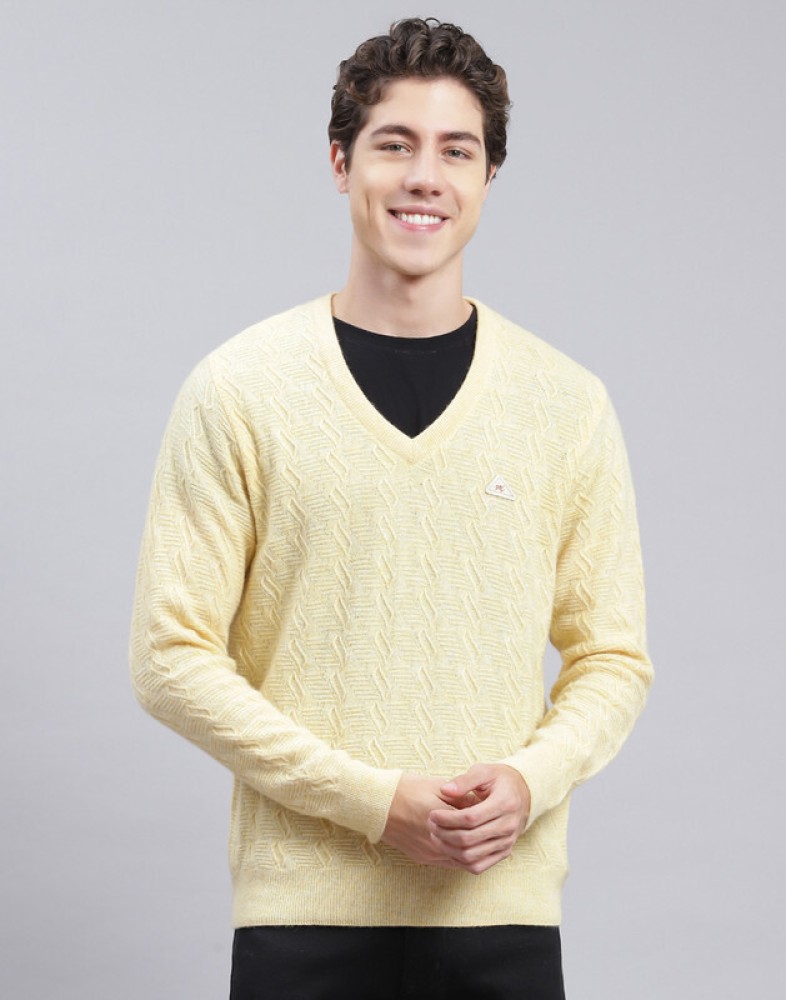 MONTE CARLO Self Design V Neck Casual Men Yellow Sweater Buy MONTE CARLO Self Design V Neck Casual Men Yellow Sweater Online at Best Prices in India Flipkart