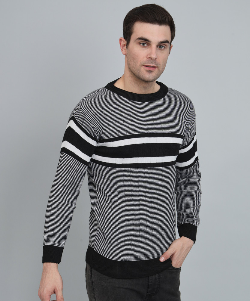 Krew Striped Round Neck Casual Men Black Sweater Buy Krew Striped Round Neck Casual Men Black Sweater Online at Best Prices in India Flipkart