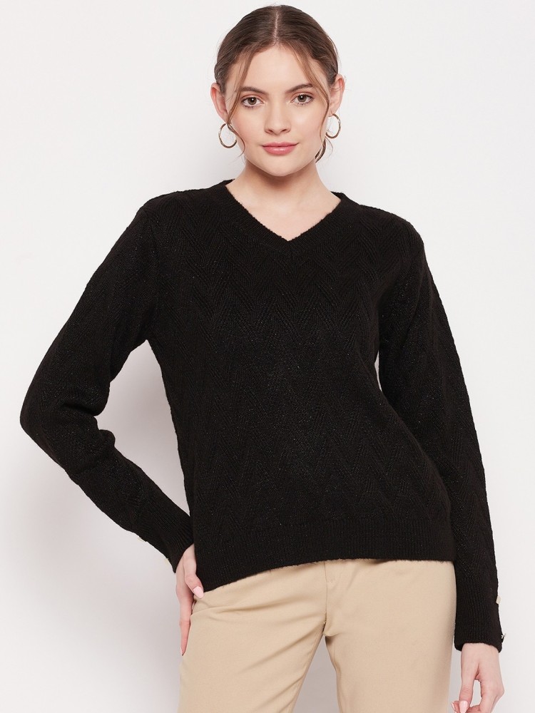 V-neck Sweater - Black - Ladies