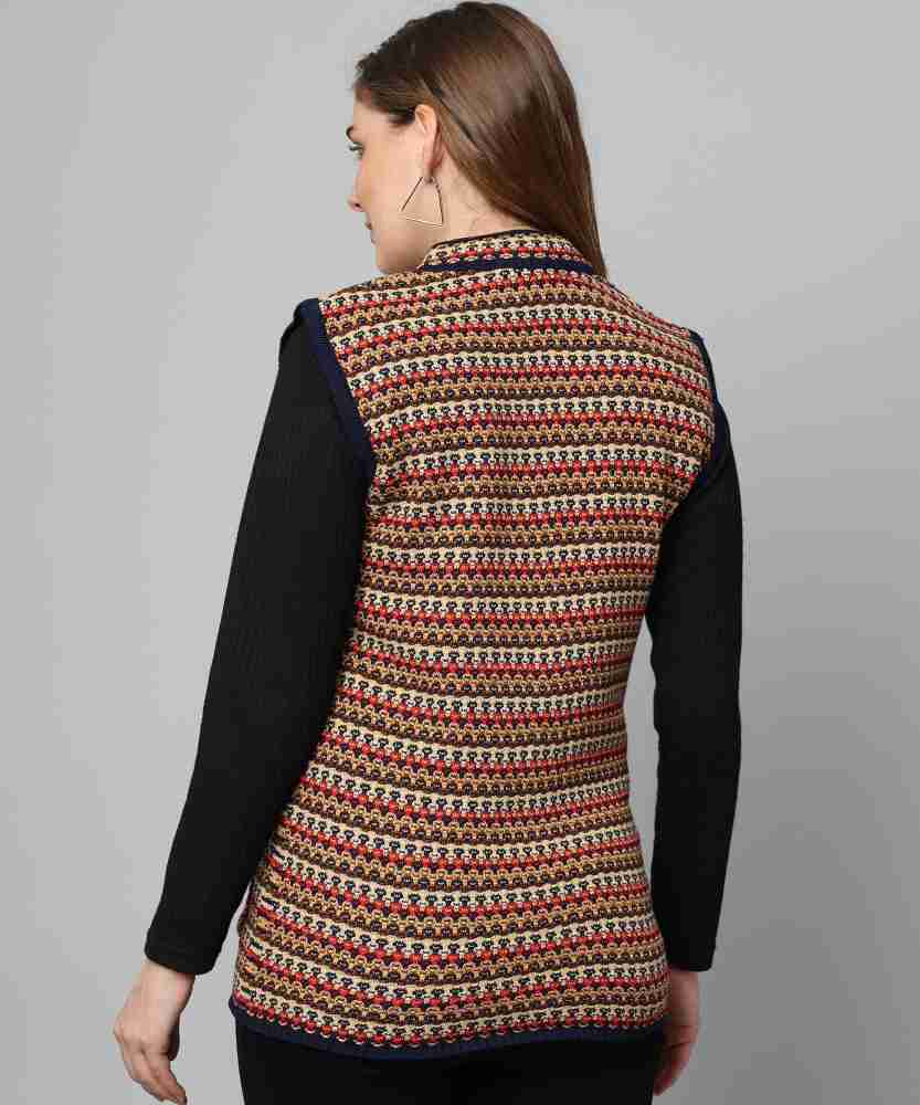 BUDAPEST Woven V Neck Casual Women Multicolor Sweater - Buy