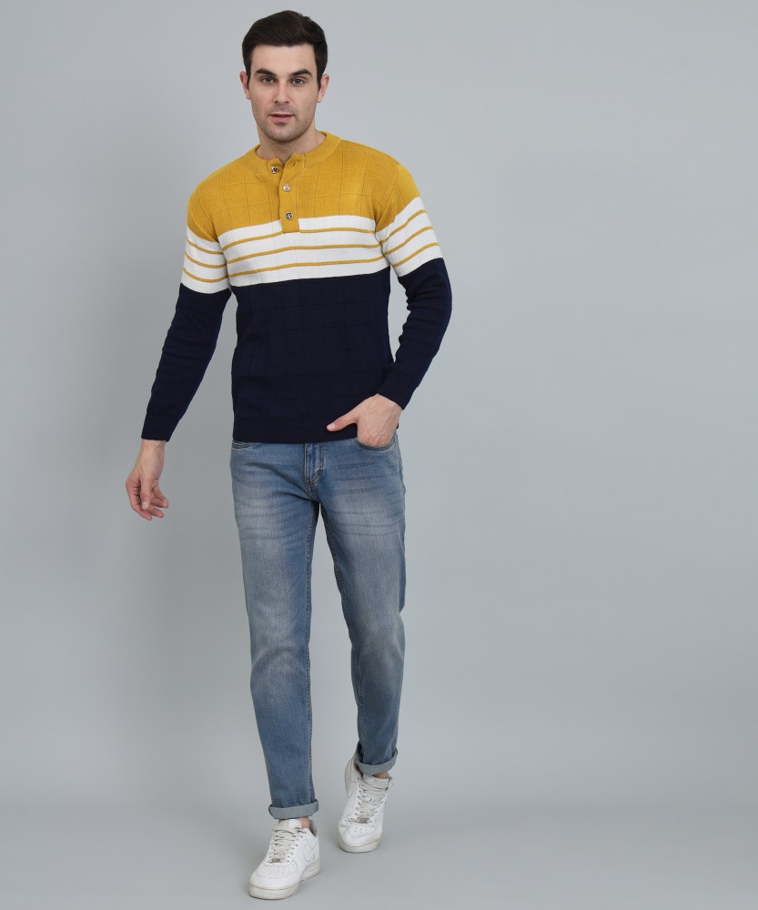 WILLEY Woven Round Neck Casual Men Multicolor Sweater Buy WILLEY