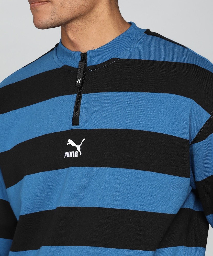 Puma stripe clearance crew neck sweater