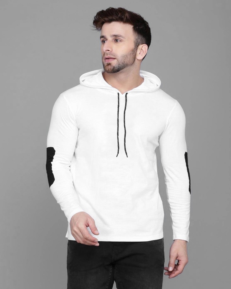 MOON IN Solid Men Hooded Neck White T Shirt Buy MOON IN Solid