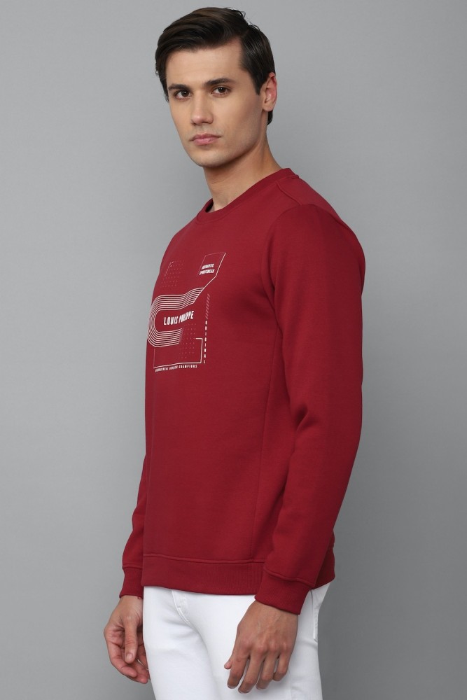 Louis Philippe Men Casual Red Graphic Print Sweatshirt