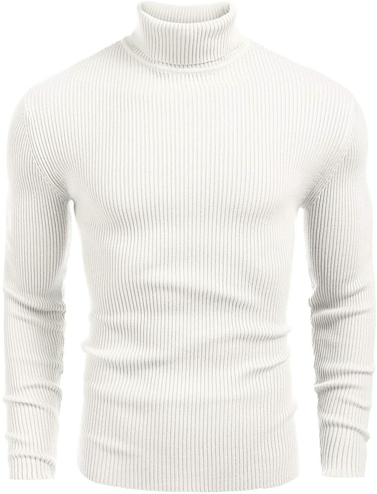 Clothify Woven Turtle Neck Casual Men White Sweater - Buy Clothify Woven Turtle  Neck Casual Men White Sweater Online at Best Prices in India