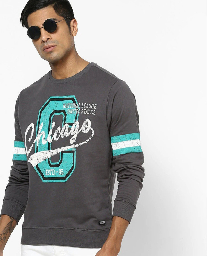 Oversized T-shirts- Grey Chicago Printed T-shirts for Men Online