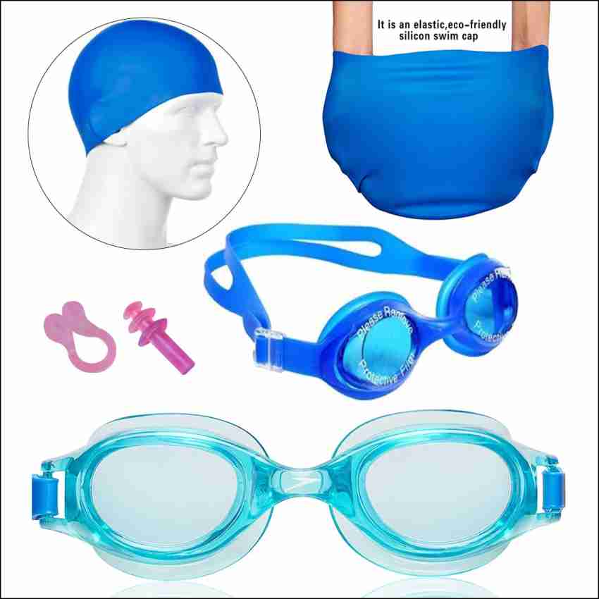 YellowCult Swimming Kit with Swimming Goggles Silicone Swim Cap 1 Nose Clip Ear Plugs Swimming Cap Buy YellowCult Swimming Kit with Swimming Goggles Silicone Swim Cap