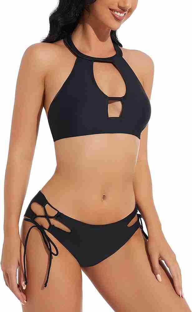With Sarong Halter Printed High Cut Bikini Women Swimwear Female Swimsuit  Three-pieces Bikini set Bather Bathing Suit Swim V4656