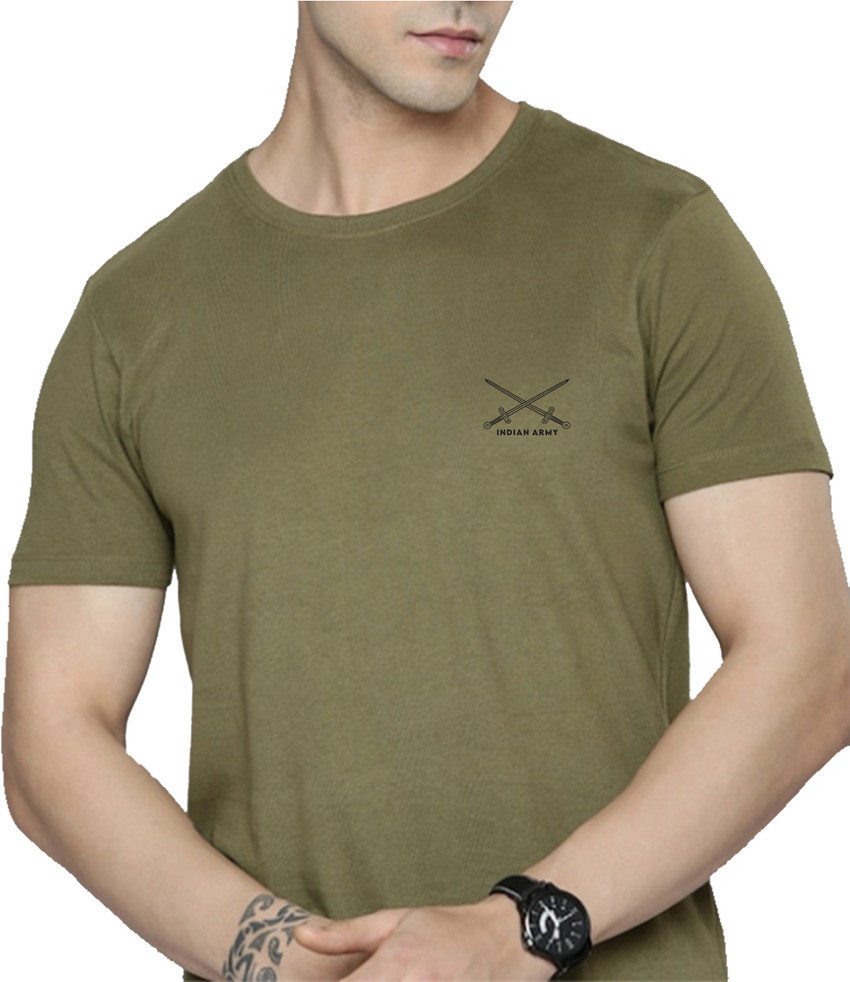 CombatFit Solid Men Round Neck Green T Shirt Buy CombatFit Solid