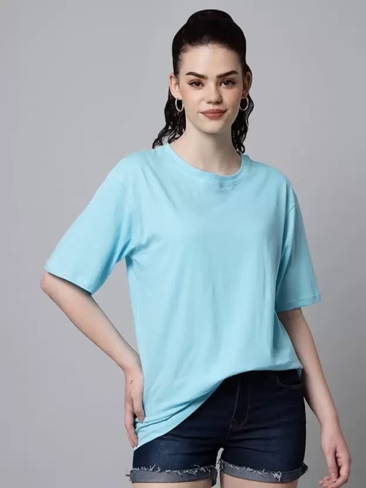 Bokaro Typography Women Round Neck Blue T-Shirt - Buy Bokaro Typography  Women Round Neck Blue T-Shirt Online at Best Prices in India