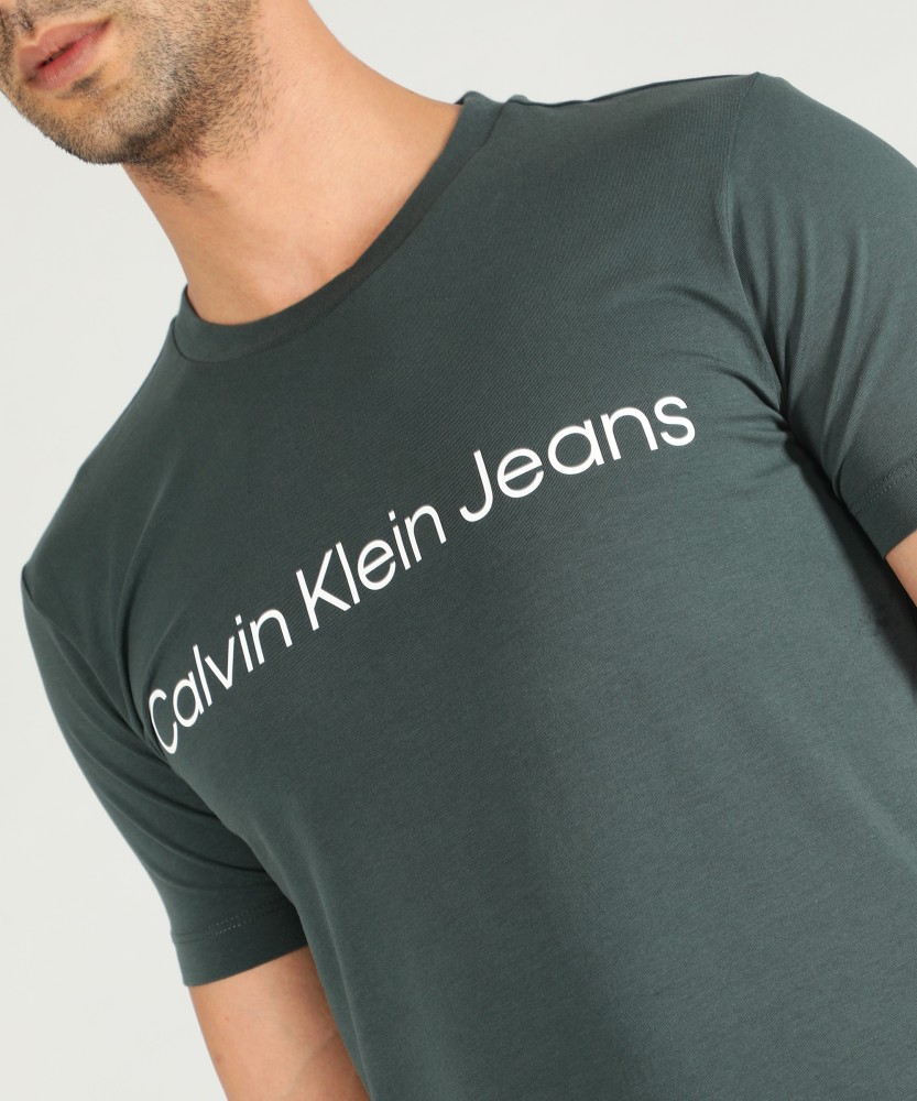 Calvin Klein Jeans Printed Men Round Neck Light Blue T-Shirt - Buy