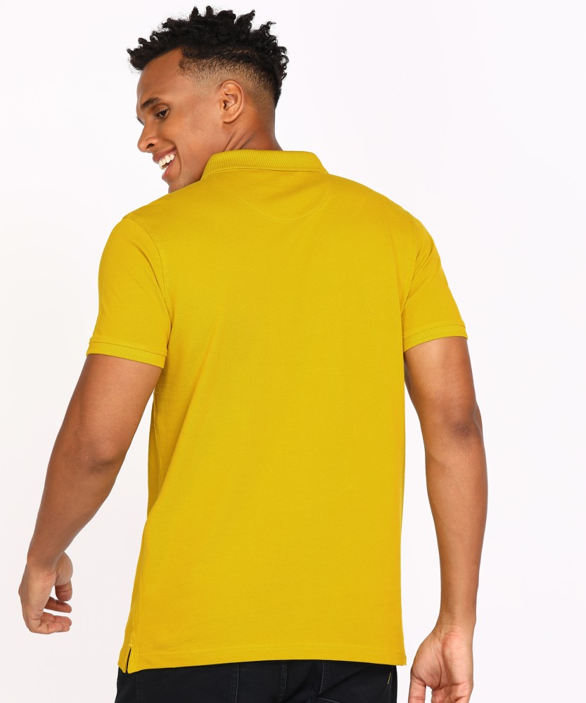 Spykar Sulphur Yellow Cotton Full Sleeve Plain Shirt For Men