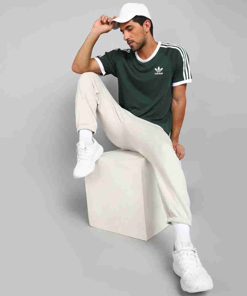 Adidas white shop green stripes shirt