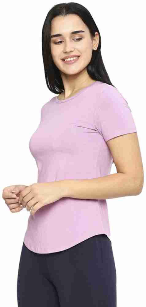 Laasa Sports Solid Women Round Neck Purple T-Shirt - Buy Laasa Sports Solid  Women Round Neck Purple T-Shirt Online at Best Prices in India