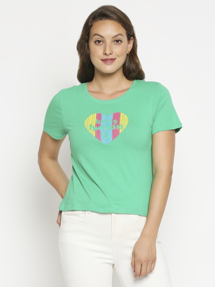 BEING HUMAN Printed Women Round Neck Green T Shirt Buy BEING HUMAN Printed Women Round Neck Green T Shirt Online at Best Prices in India Flipkart