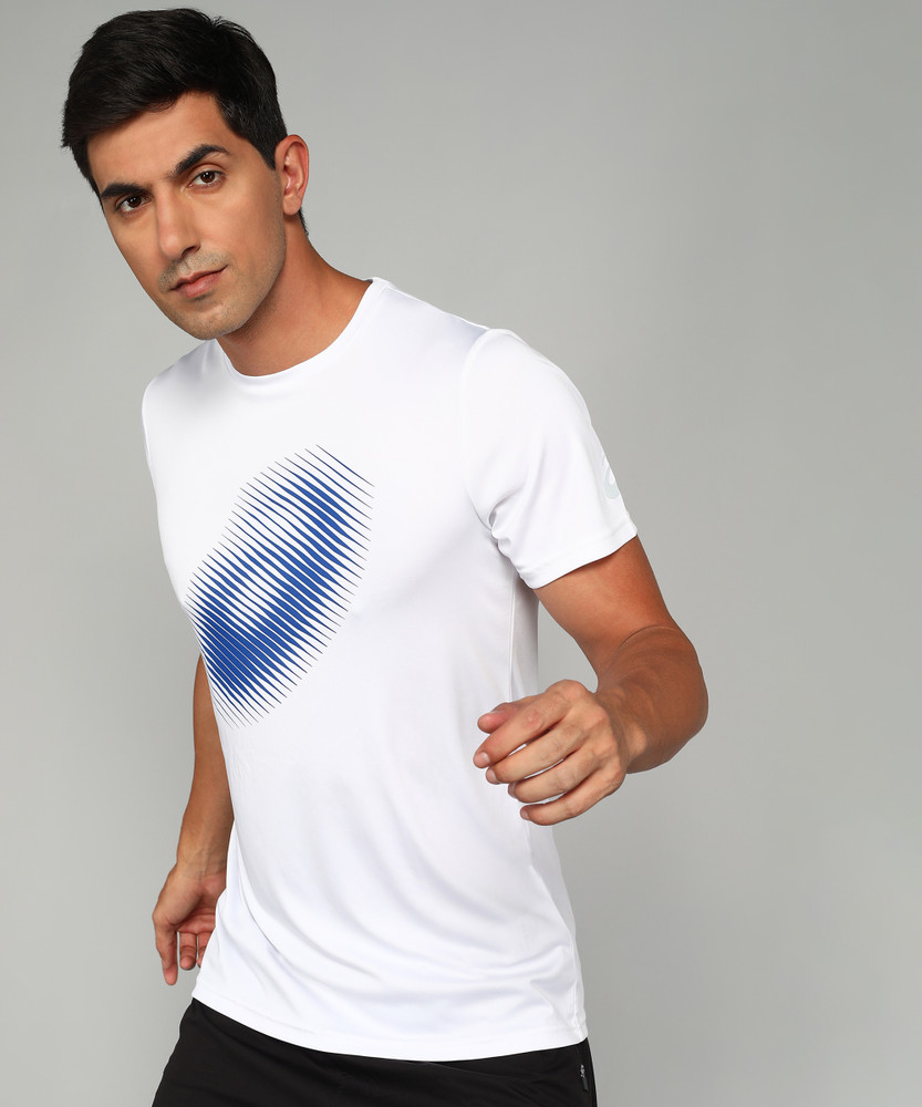 Asics Printed Men Round Neck White T Shirt Buy Asics Printed Men