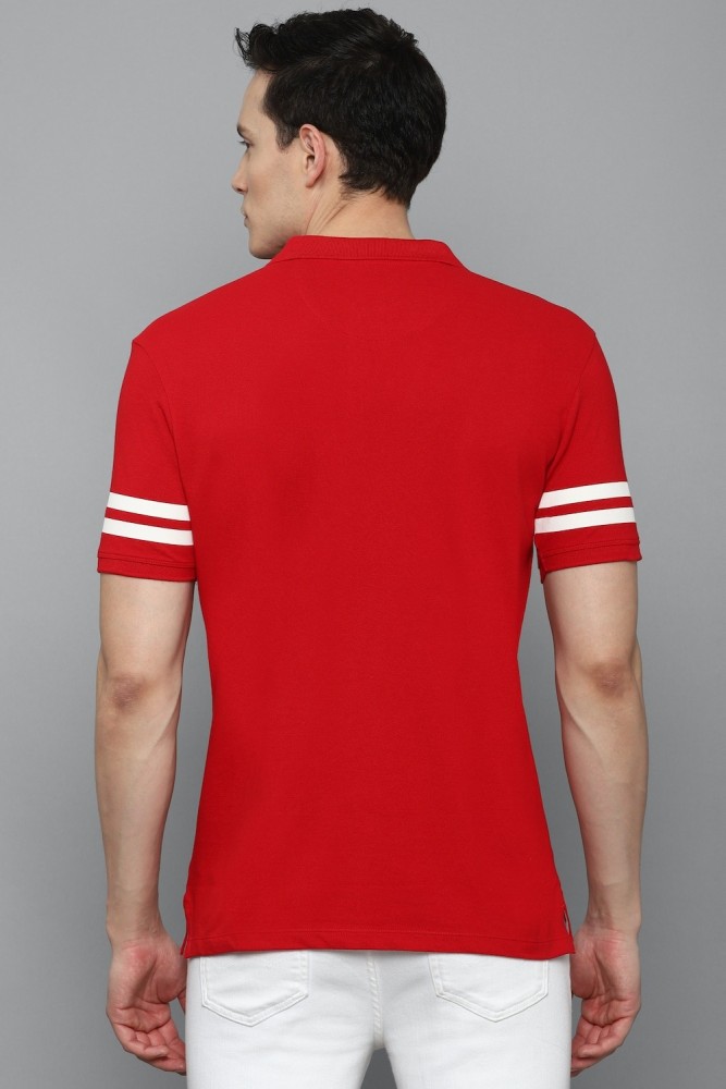 Buy Louis Philippe Men's Solid Regular Fit T-Shirt (LPKPMRGH180211_Red_L)  at