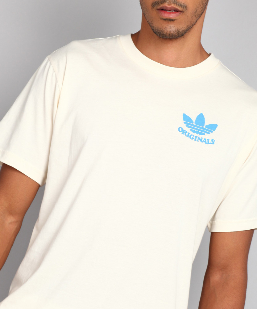 White adidas shirt with blue logo outlet