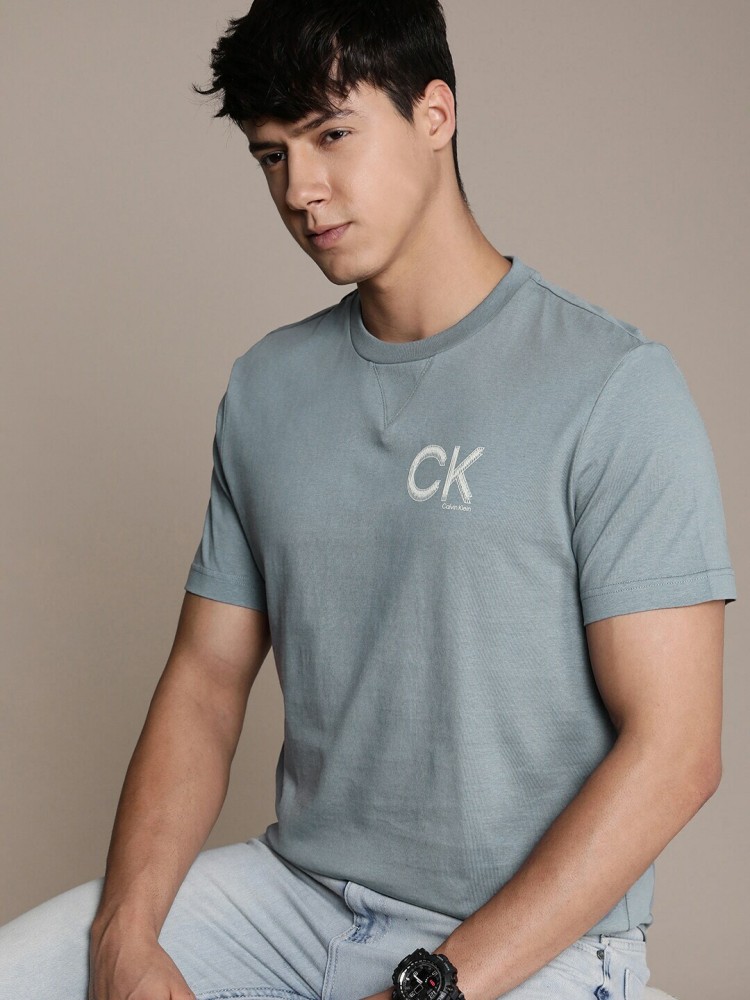 Calvin Klein Jeans Printed Men Round Neck Blue T-Shirt - Buy Calvin Klein  Jeans Printed Men Round Neck Blue T-Shirt Online at Best Prices in India