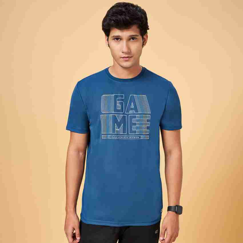 Ajile By Pantaloons Printed Men Round Neck Blue T-Shirt - Buy