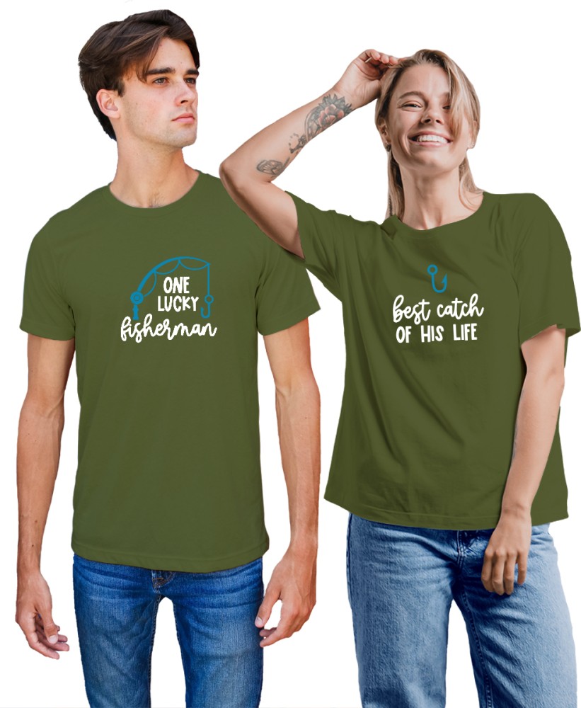 BEFLI Typography Couple Round Neck Green T-Shirt - Buy BEFLI Typography  Couple Round Neck Green T-Shirt Online at Best Prices in India