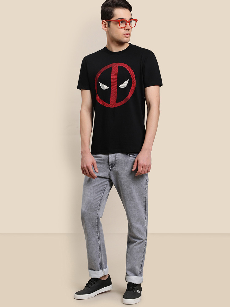 Deadpool By Free Authority Graphic Print Men Round Neck Black T