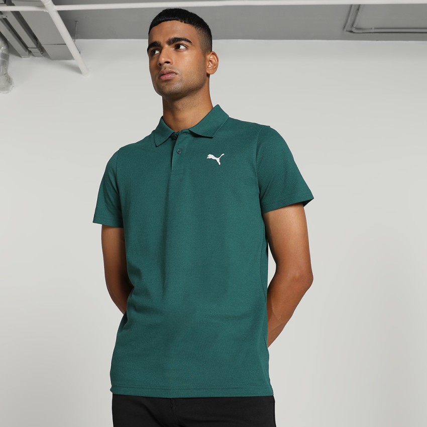 Solid - PUMA PUMA Buy Best Online T-Shirt India Neck Green Green Polo Prices Solid Men Neck at in T-Shirt Men Polo
