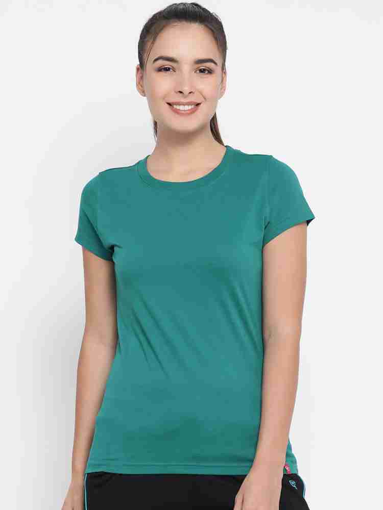 Macrowoman W-Series Solid Women Round Neck Green T-Shirt - Buy Macrowoman W-Series  Solid Women Round Neck Green T-Shirt Online at Best Prices in India