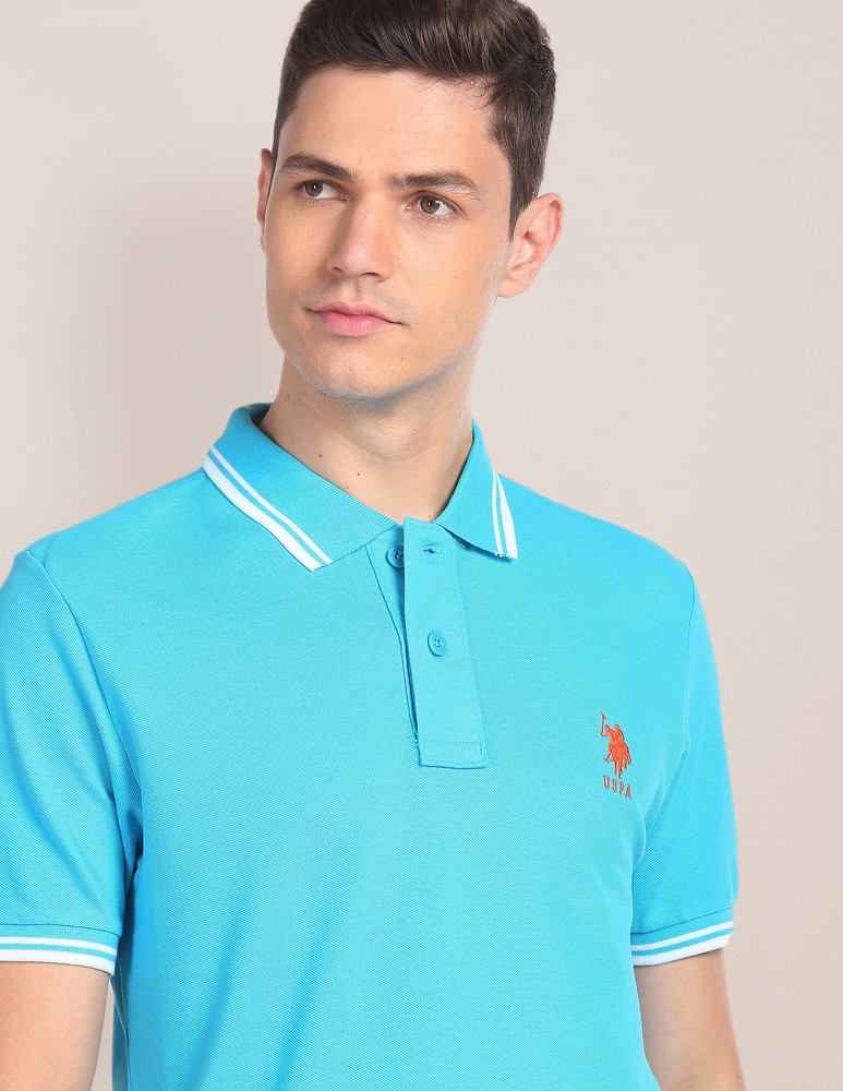 U.S. POLO ASSN. Striped Men Polo Neck Blue T Shirt Buy U.S. POLO