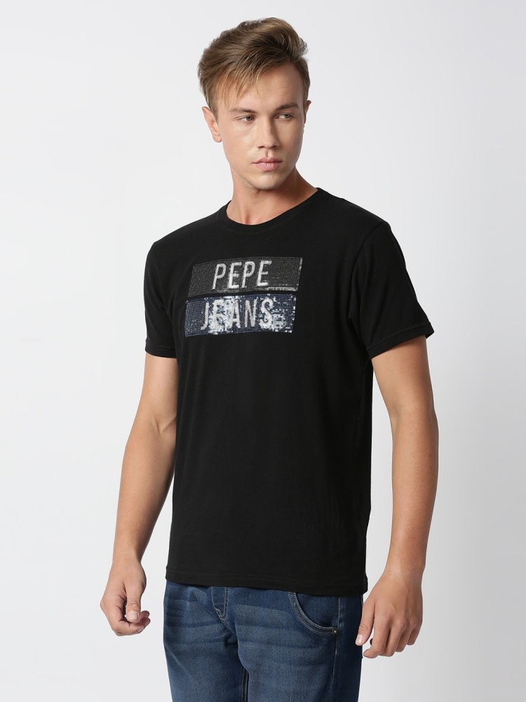 Pepe Jeans Graphic Print Men Crew Neck Black T-Shirt - Buy Pepe