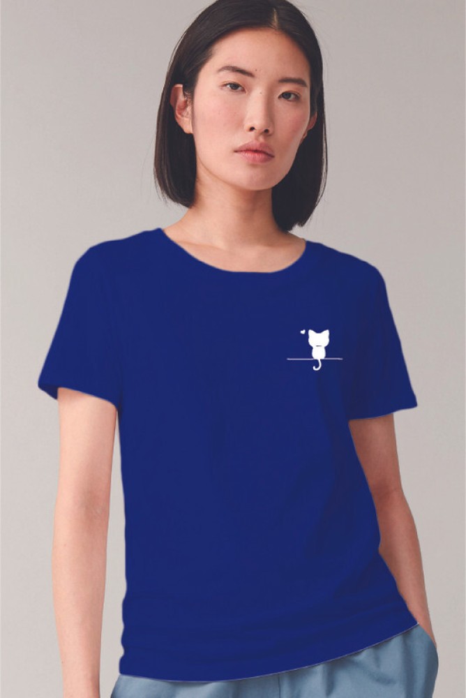 Livads Printed Women Round Neck Dark Blue T-Shirt - Buy Livads